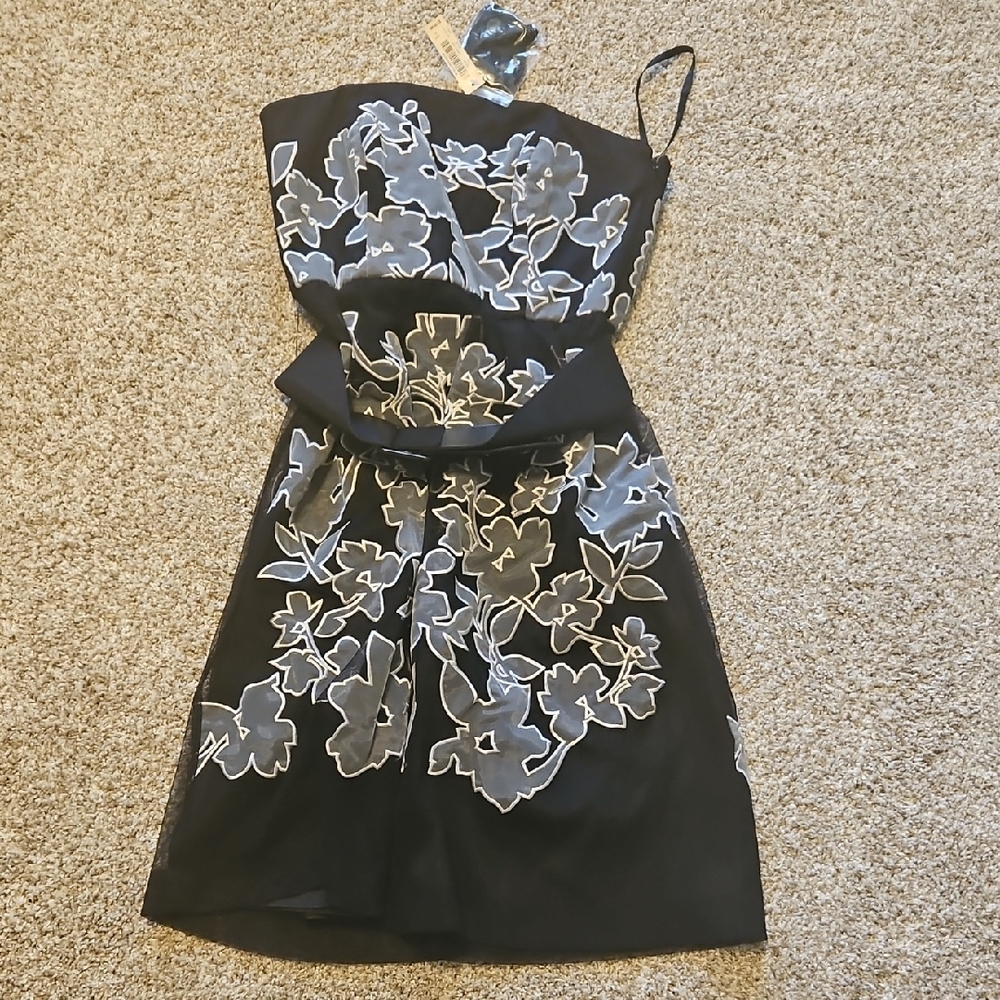 Elegant Black and Gray Floral Dress